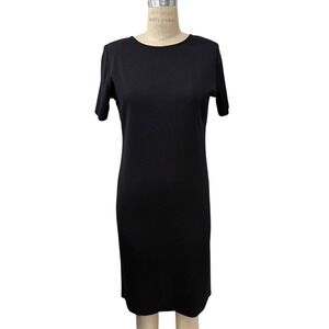 Exclusively Misook Black Short Sleeve Knit Midi Dress Sz S Stretchy Travels Well